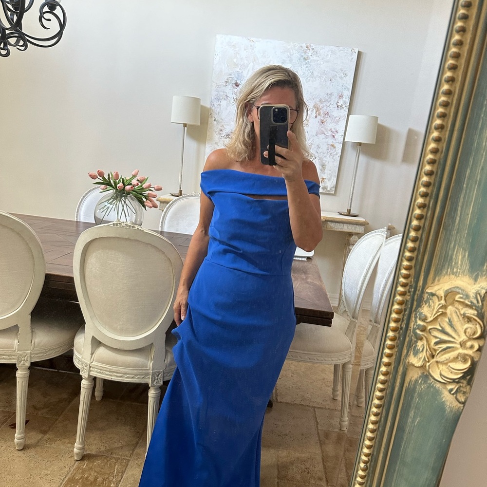 Chiara Boni Blue Off-Shoulder Dress